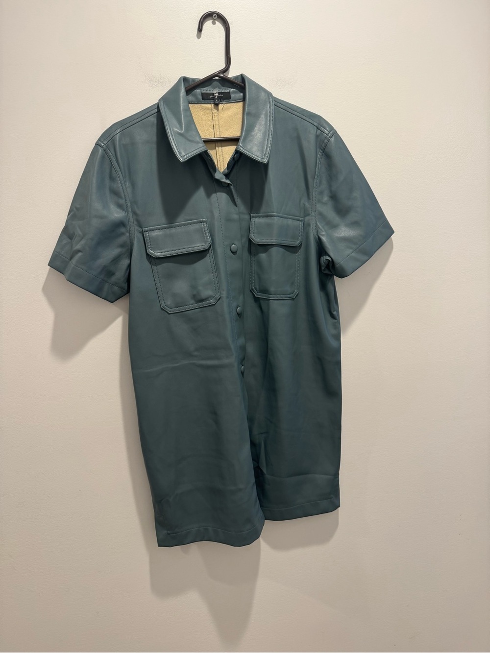 7 For All Mankind faux leather blue dress